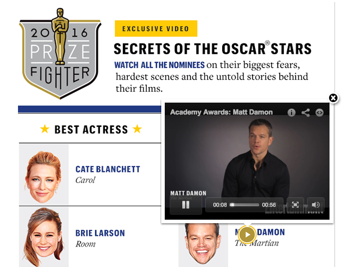 Featured picture of post "Get to know the Oscar nominees with Entertainment Weekly’s infographic!"