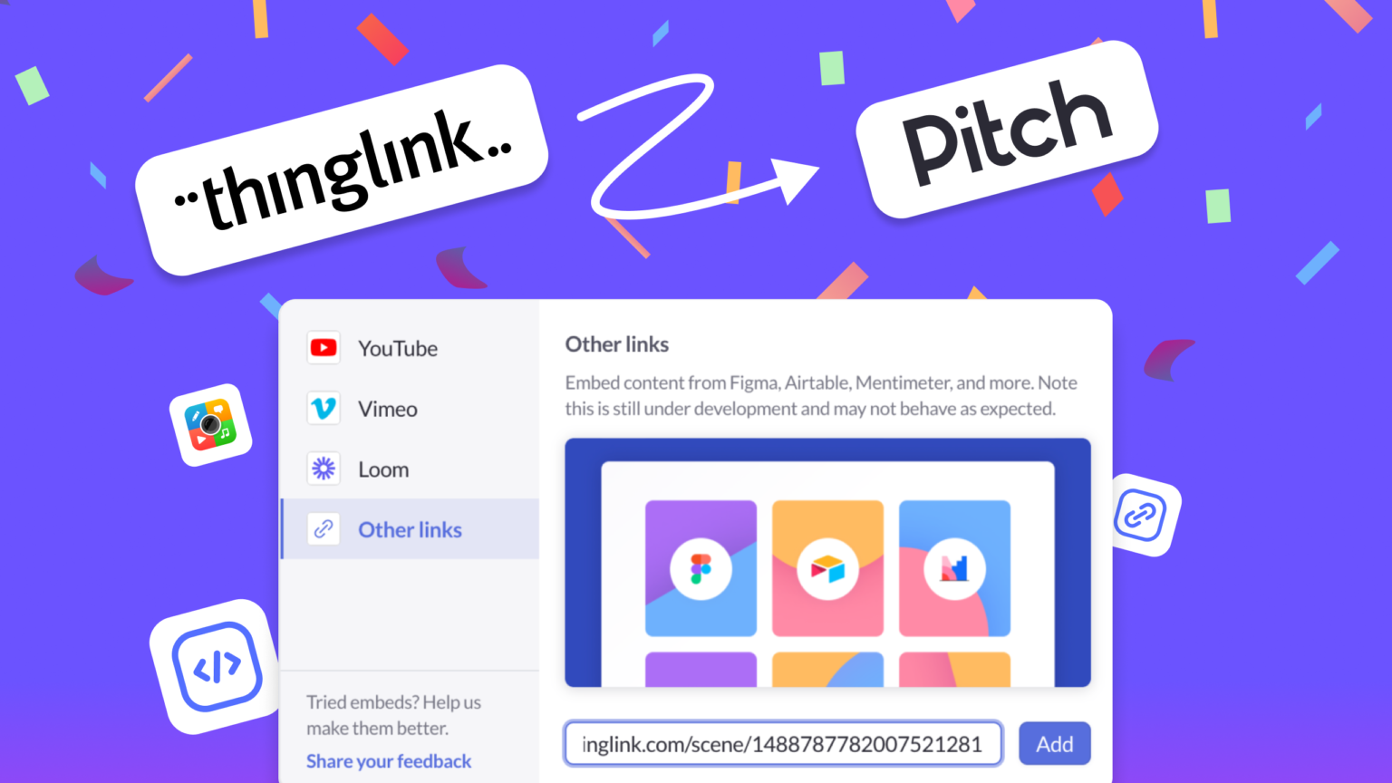 Presentation platform pitch supports ThingLink