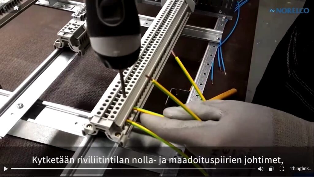Kuvakaappaus sähköasentajan työtä esittelevästä videosta.