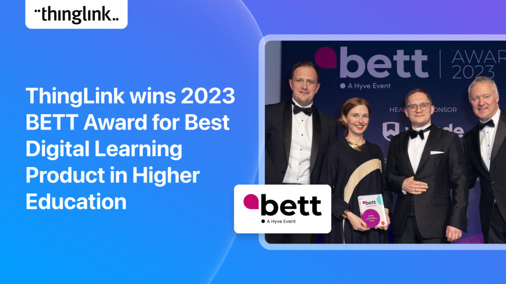 Featured picture of post "ThingLink wins 2023 BETT Award for the Best Digital Learning Product in Higher Education"